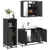 Juego de muebles de baño 3 pzas madera contrachapada negro