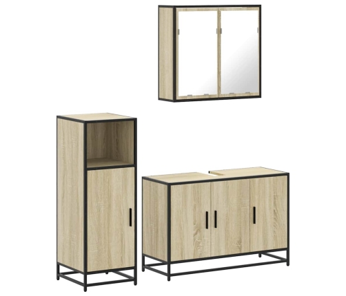 Set de muebles de baño 3 pzas madera contrachapada roble Sonoma