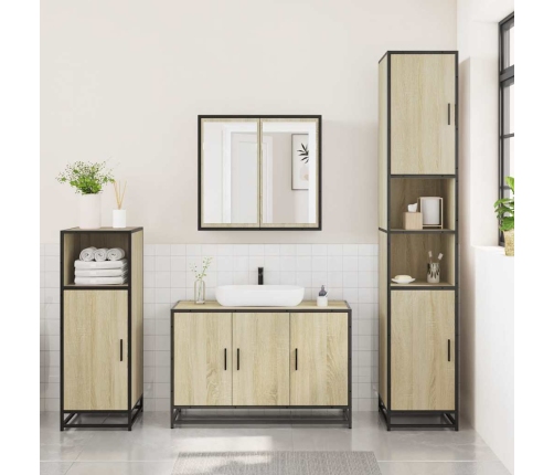 Set de muebles de baño 3 pzas madera contrachapada roble Sonoma