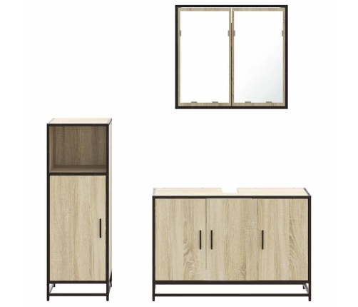 Set de muebles de baño 3 pzas madera contrachapada roble Sonoma