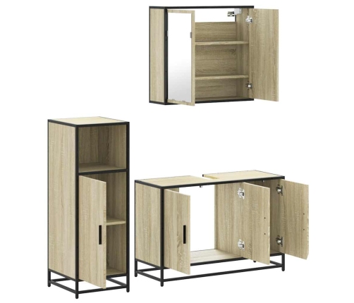 Set de muebles de baño 3 pzas madera contrachapada roble Sonoma