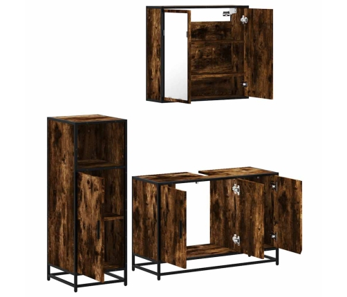 Set de muebles baño 3 pzas madera contrachapada roble ahumado