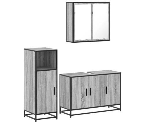 Set de muebles de baño 3 pzas madera contrachapada gris sonoma