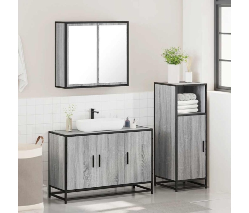 Set de muebles de baño 3 pzas madera contrachapada gris sonoma