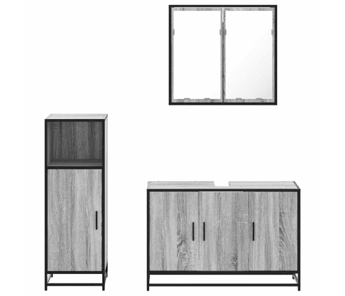 Set de muebles de baño 3 pzas madera contrachapada gris sonoma