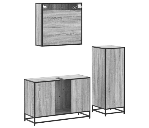 Set de muebles de baño 3 pzas madera contrachapada gris sonoma