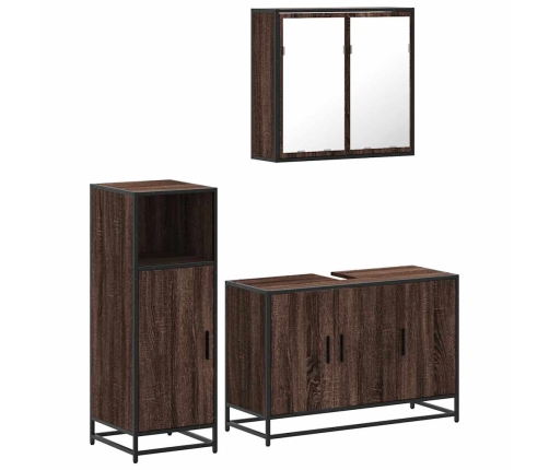 Set de muebles baño 3 pzas madera contrachapada roble marrón