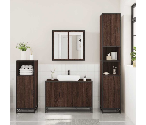 Set de muebles baño 3 pzas madera contrachapada roble marrón