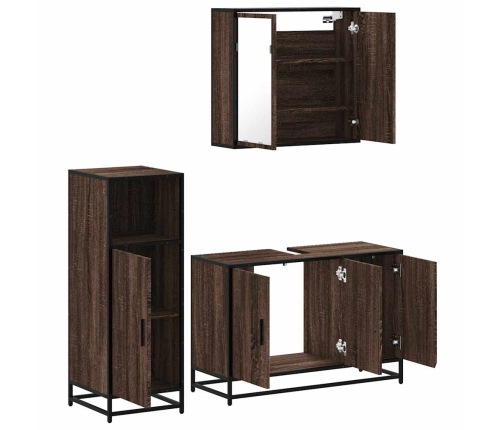 Set de muebles baño 3 pzas madera contrachapada roble marrón