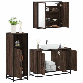 Set de muebles baño 3 pzas madera contrachapada roble marrón