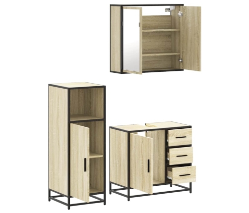 Set de muebles de baño 3 pzas madera contrachapada roble Sonoma