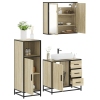 Set de muebles de baño 3 pzas madera contrachapada roble Sonoma