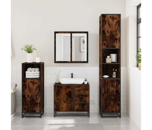 Set de muebles baño 3 pzas madera contrachapada roble ahumado