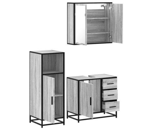 Set de muebles de baño 3 pzas madera contrachapada gris sonoma