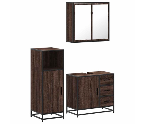 Set de muebles baño 3 pzas madera contrachapada roble marrón