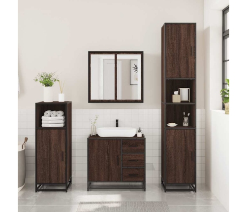 Set de muebles baño 3 pzas madera contrachapada roble marrón