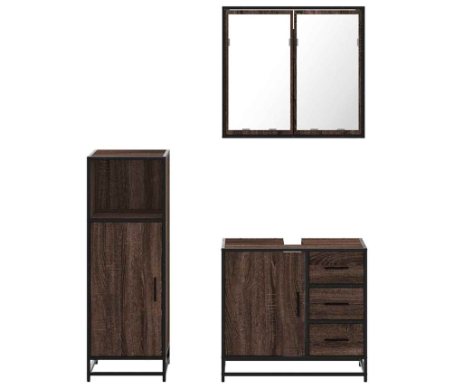 Set de muebles baño 3 pzas madera contrachapada roble marrón