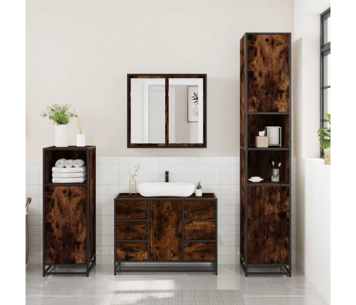 Set de muebles baño 3 pzas madera contrachapada roble ahumado