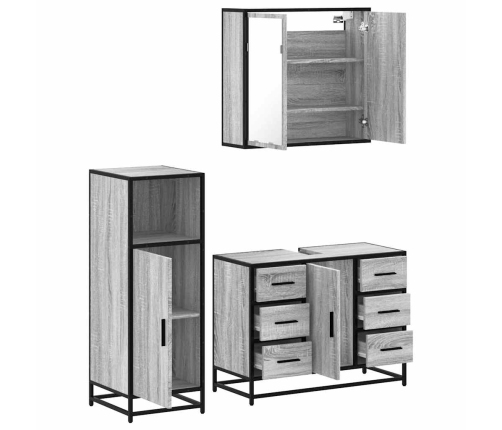 Set de muebles de baño 3 pzas madera contrachapada gris sonoma