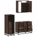 Set de muebles baño 3 pzas madera contrachapada roble marrón