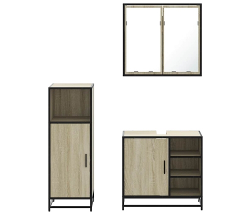 Set de muebles de baño 3 pzas madera contrachapada roble Sonoma