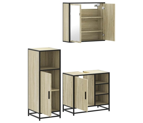 Set de muebles de baño 3 pzas madera contrachapada roble Sonoma