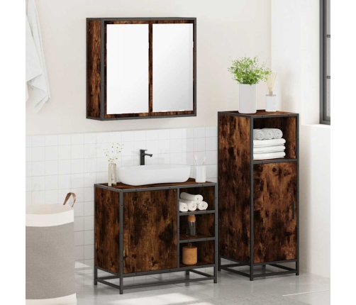 Set de muebles baño 3 pzas madera contrachapada roble ahumado