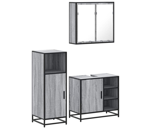 Set de muebles de baño 3 pzas madera contrachapada gris sonoma