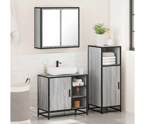 Set de muebles de baño 3 pzas madera contrachapada gris sonoma