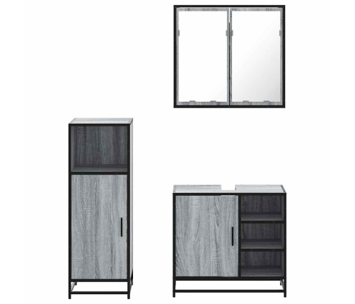 Set de muebles de baño 3 pzas madera contrachapada gris sonoma