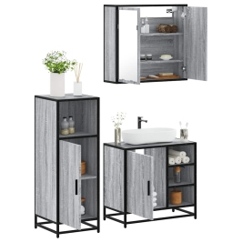 Set de muebles de baño 3 pzas madera contrachapada gris sonoma