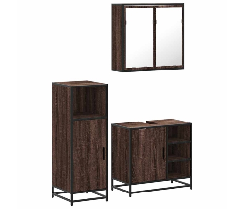 Set de muebles baño 3 pzas madera contrachapada roble marrón