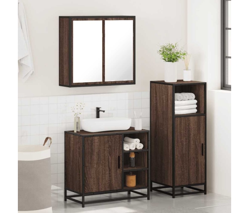 Set de muebles baño 3 pzas madera contrachapada roble marrón