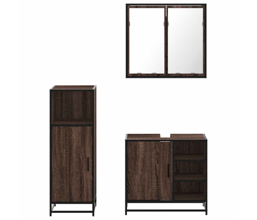 Set de muebles baño 3 pzas madera contrachapada roble marrón