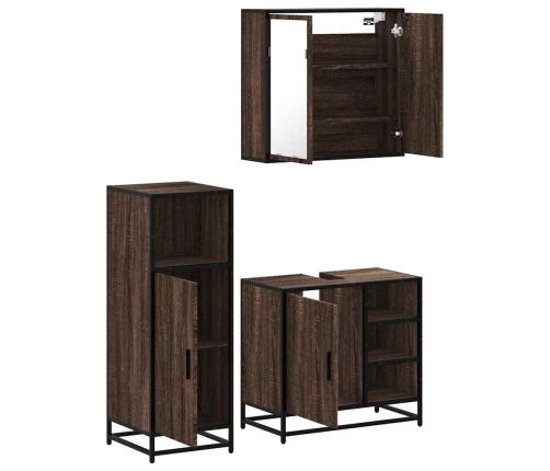 Set de muebles baño 3 pzas madera contrachapada roble marrón