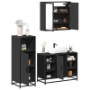 Juego de muebles de baño 3 pzas madera contrachapada negro