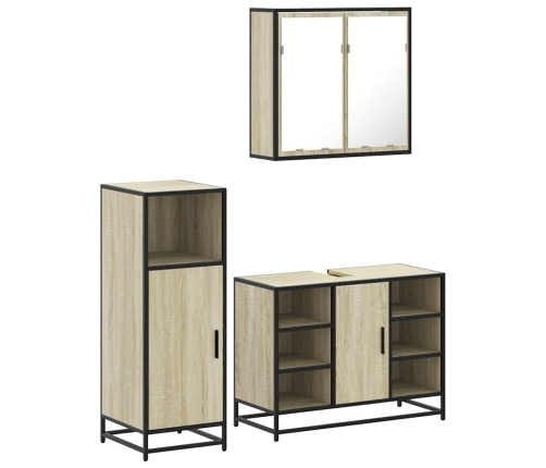 Set de muebles de baño 3 pzas madera contrachapada roble Sonoma