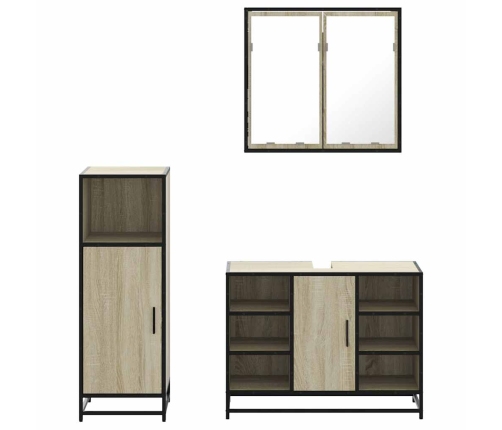 Set de muebles de baño 3 pzas madera contrachapada roble Sonoma