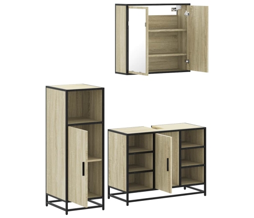 Set de muebles de baño 3 pzas madera contrachapada roble Sonoma