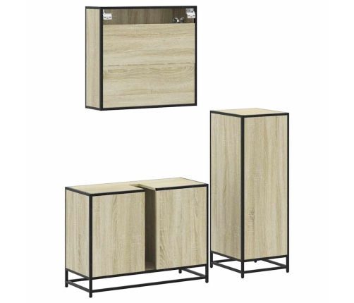 Set de muebles de baño 3 pzas madera contrachapada roble Sonoma