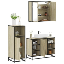 Set de muebles de baño 3 pzas madera contrachapada roble Sonoma