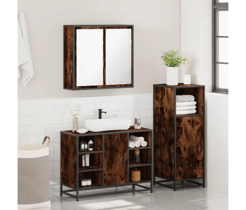 Set de muebles baño 3 pzas madera contrachapada roble ahumado