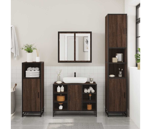 Set de muebles baño 3 pzas madera contrachapada roble marrón