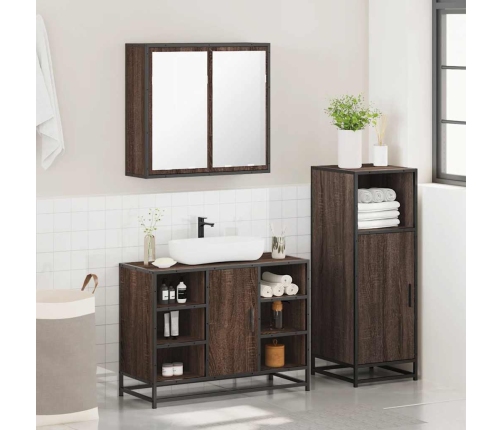 Set de muebles baño 3 pzas madera contrachapada roble marrón