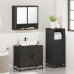 Juego de muebles de baño 3 pzas madera contrachapada negro