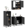 Juego de muebles de baño 3 pzas madera contrachapada negro