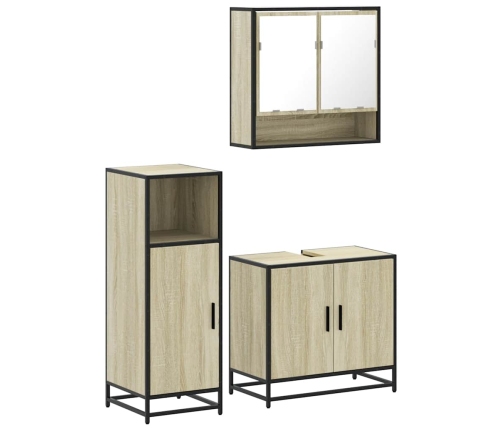 Set de muebles de baño 3 pzas madera contrachapada roble Sonoma