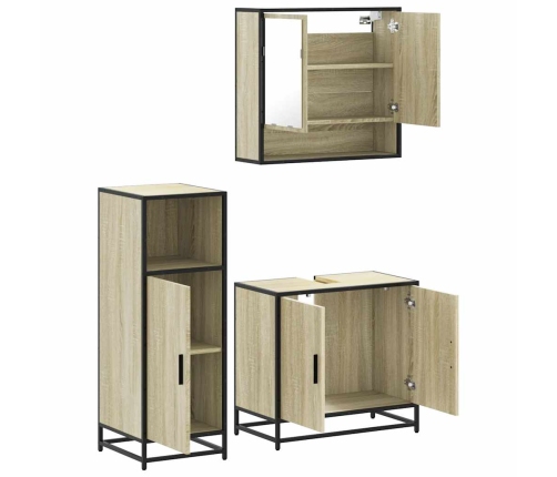 Set de muebles de baño 3 pzas madera contrachapada roble Sonoma