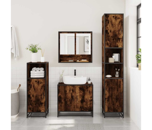 Set de muebles baño 3 pzas madera contrachapada roble ahumado