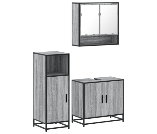 Set de muebles de baño 3 pzas madera contrachapada gris sonoma